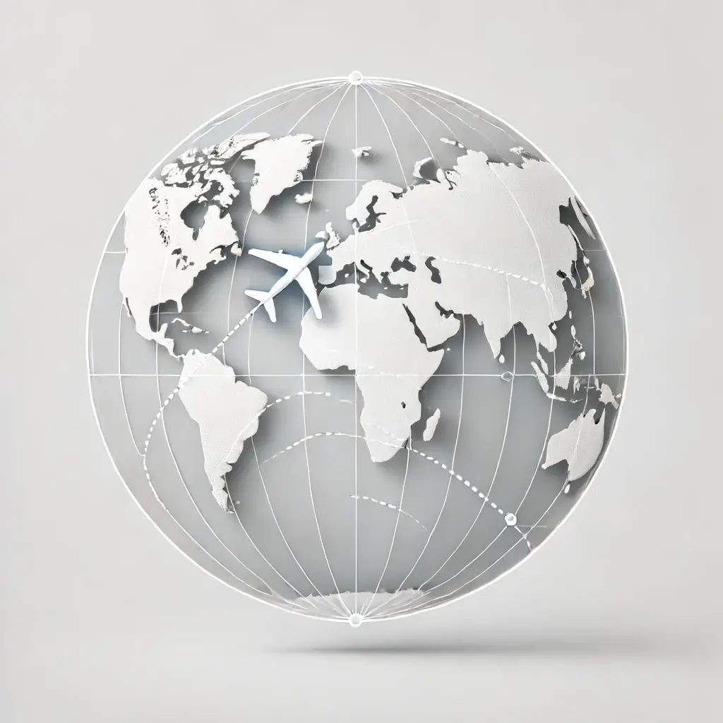 AI-generated image of internal mobility through a world map with connecting lines.