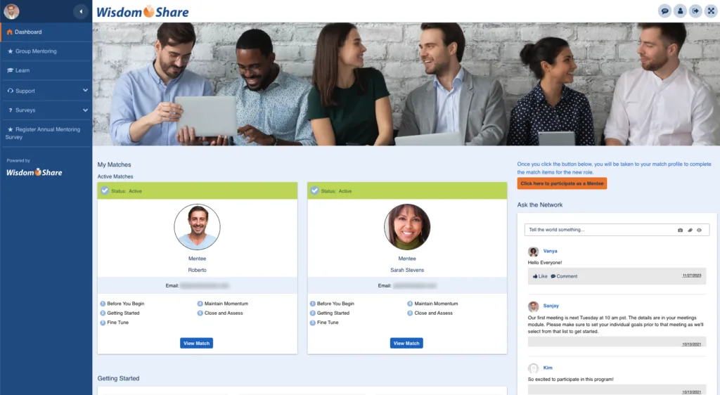 wisdom share mentoring platform