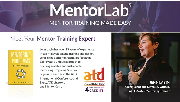 Image of MentorLab and Jenn Labin's book on mentoring programs and mentor training programs.